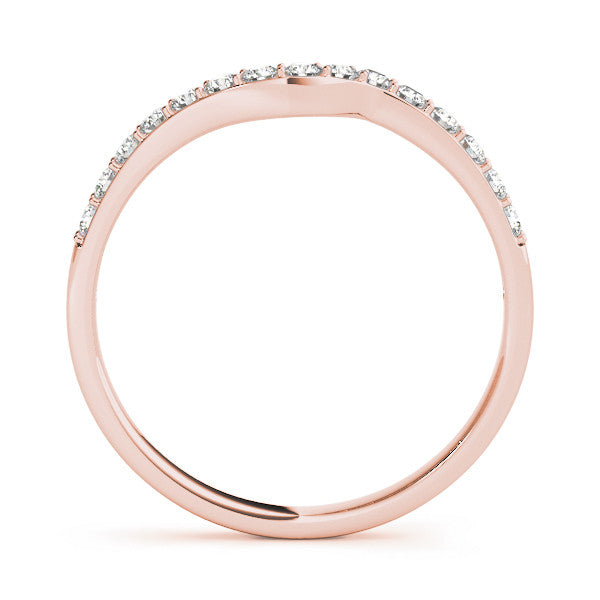 Rose gold Pavé Round Diamond Curved Band with Prong Setting
