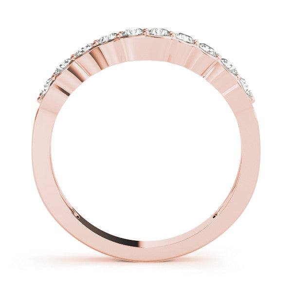 Rose gold Round Diamond Half-Eternity Band with U-Prong Setting