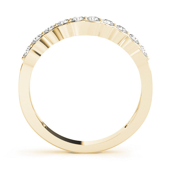 Yellow gold Round Diamond Half-Eternity Band with U-Prong Setting