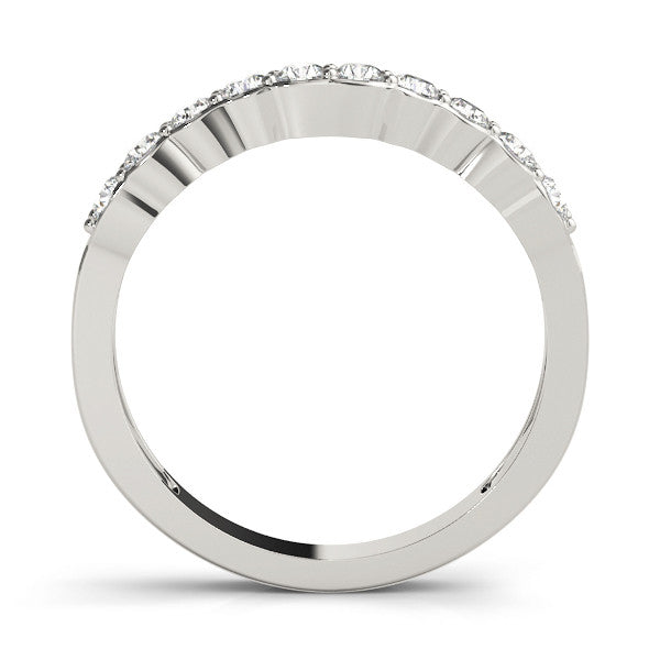 White gold Round Diamond Half-Eternity Band with U-Prong Setting