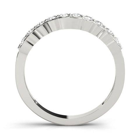 Silver Round Diamond Half-Eternity Band with U-Prong Setting