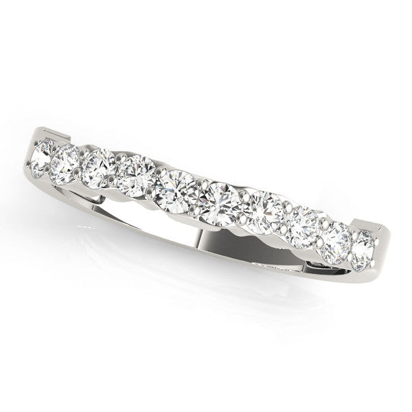 Platinum Round Diamond Half-Eternity Band with U-Prong Setting
