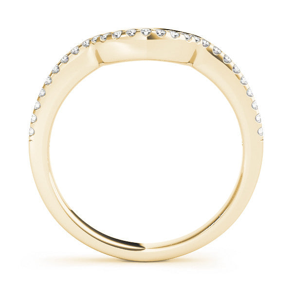 Yellow gold Pavé Round Diamond Contour Band with Shared Prong Setting