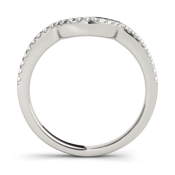 Platinum Pavé Round Diamond Contour Band with Shared Prong Setting