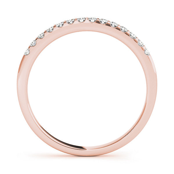 Rose gold Round Diamond Half Eternity Pave Band with Shared Prong Setting