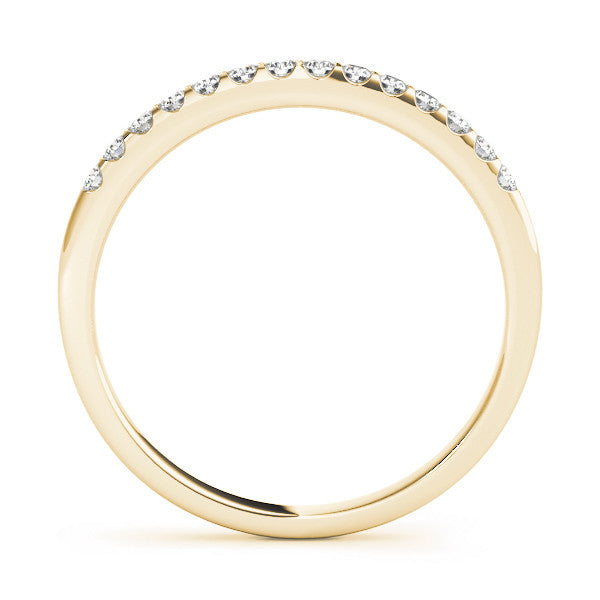 Yellow gold Round Diamond Half Eternity Pave Band with Shared Prong Setting
