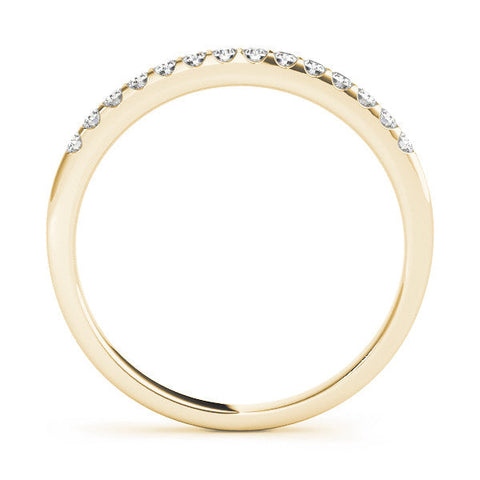 Yellow gold Round Diamond Half Eternity Pave Band with Shared Prong Setting