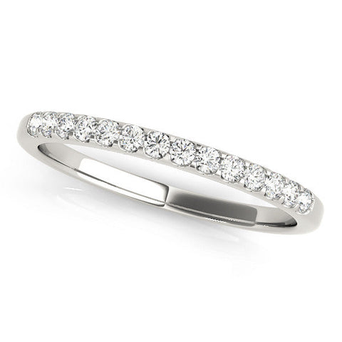 White gold Round Diamond Half Eternity Pave Band with Shared Prong Setting