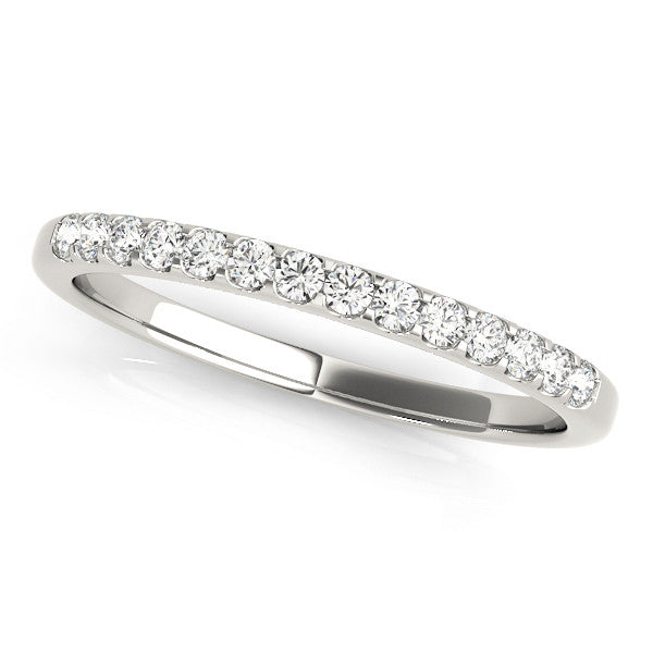 Platinum Round Diamond Half Eternity Pave Band with Shared Prong Setting