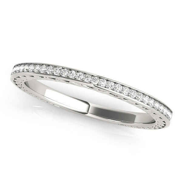 Silver Round Cut Diamond Pavé Eternity Band with Channel Setting