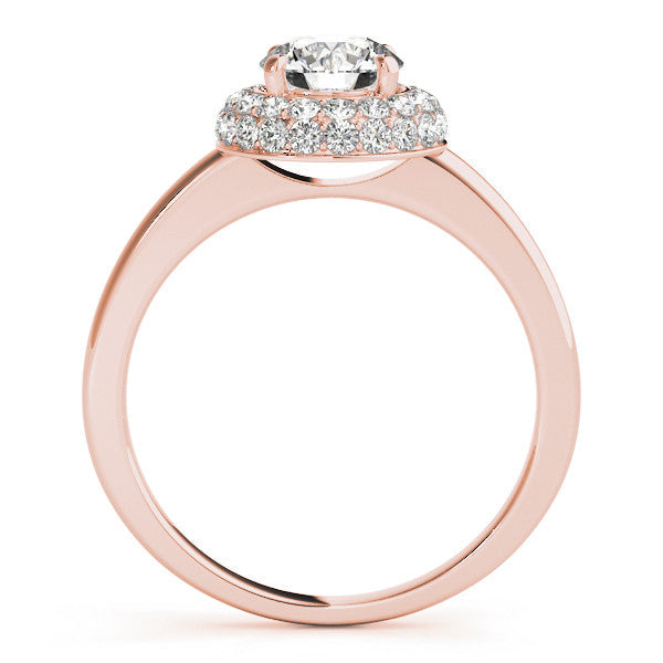 Rose gold Round Halo Diamond Engagement Ring with Solitaire Band and Four-Prong Setting