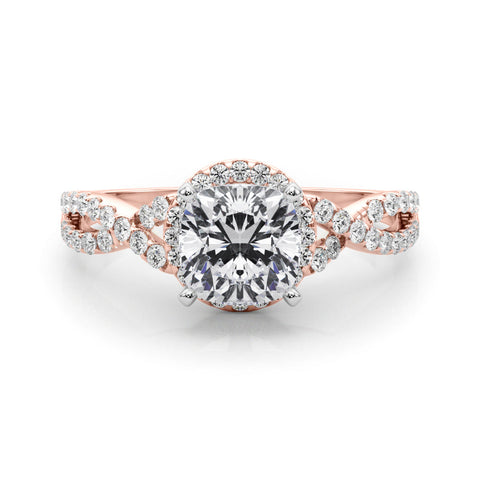 Rose gold Cushion Halo Twist Band Solitaire Prong Setting Ring