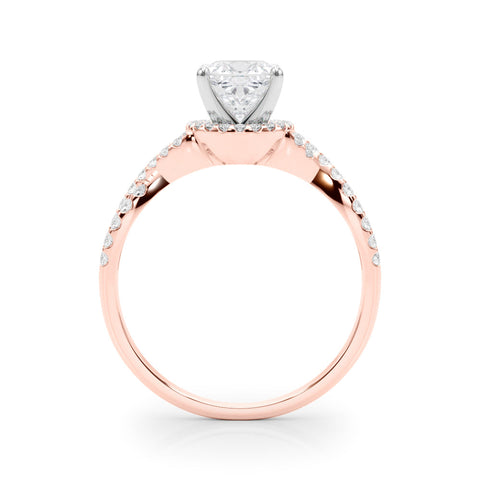 Rose gold Cushion Halo Twist Band Solitaire Prong Setting Ring