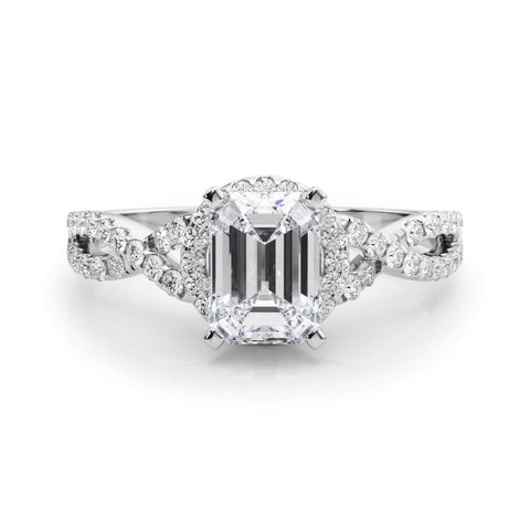 Silver Radiant Halo Twist Band Solitaire Prong Setting Ring