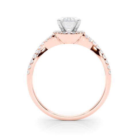 Rose gold Radiant Halo Twist Band Solitaire Prong Setting Ring