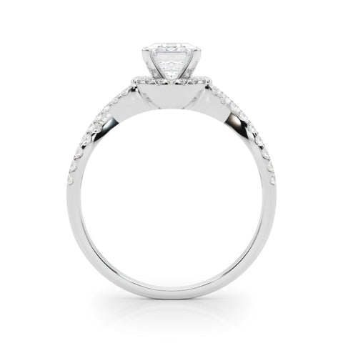 Silver Radiant Halo Twist Band Solitaire Prong Setting Ring