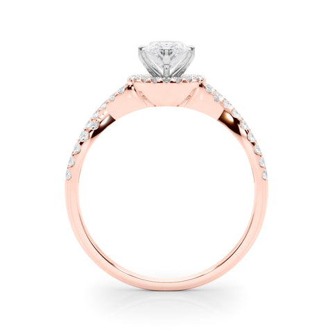 Rose gold Marquise Halo Twist Band Solitaire Prong Setting Ring