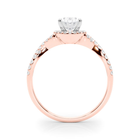Rose gold Oval Halo Twist Band Solitaire Prong Setting Ring