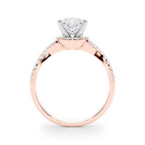 Rose gold Heart Halo Twist Band Solitaire Prong Setting Ring