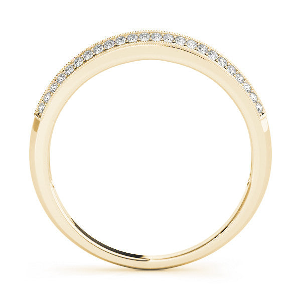 Yellow gold Pavé Round Diamond Milgrain Eternity Band