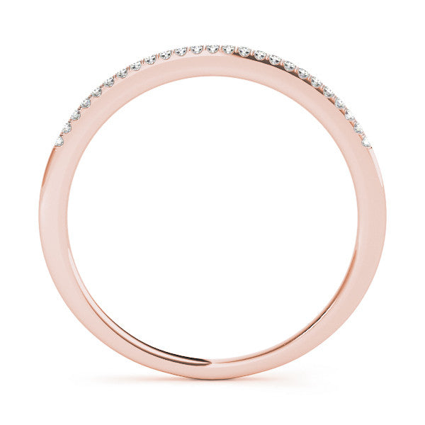 Rose gold Round Diamond Pavé Set Slim Band with Shared Prong Setting