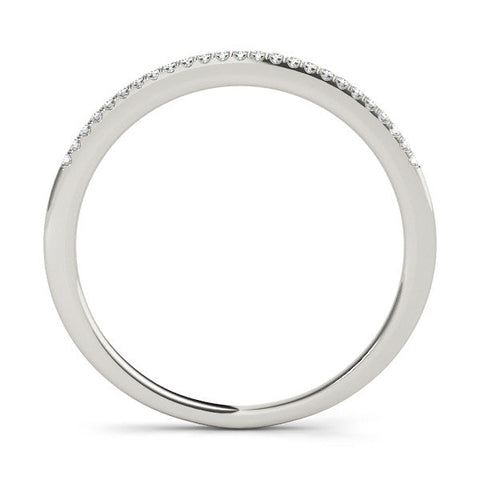 White gold Round Diamond Pavé Set Slim Band with Shared Prong Setting