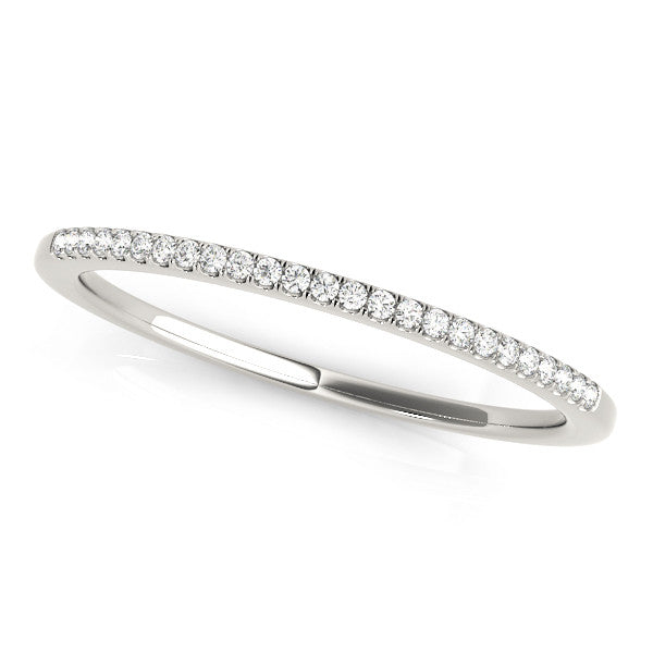 Silver Round Diamond Pavé Set Slim Band with Shared Prong Setting