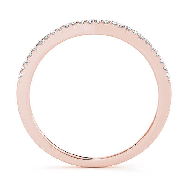 Rose gold Pavé Round Diamond Curved Wedding Band