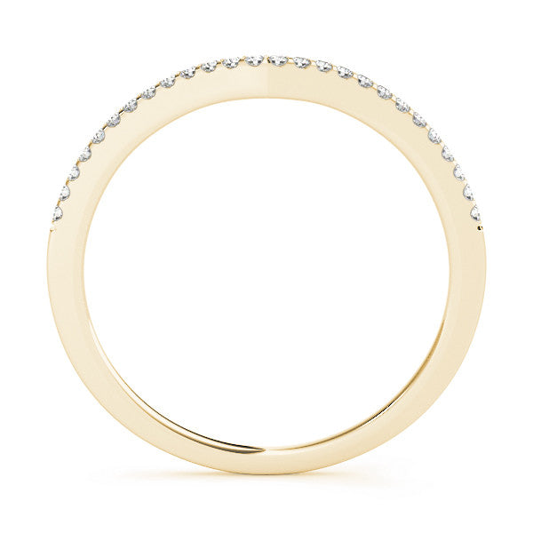 Yellow gold Pavé Round Diamond Curved Wedding Band