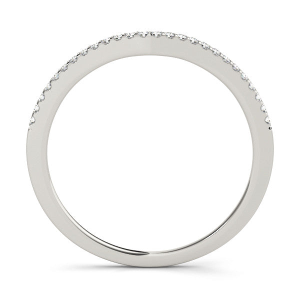 Platinum Pavé Round Diamond Curved Wedding Band