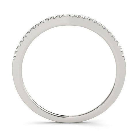 Silver Pavé Round Diamond Curved Wedding Band