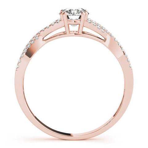 Rose gold Round Solitaire Twist Band with Pavé Setting and Four-Prong Setting