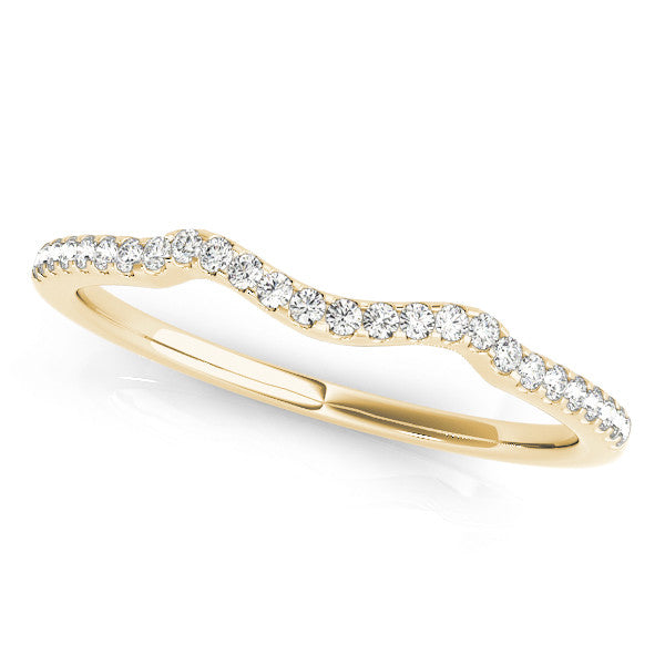 Yellow gold Pavé Round Diamond Curved Band with Micro Prong Setting