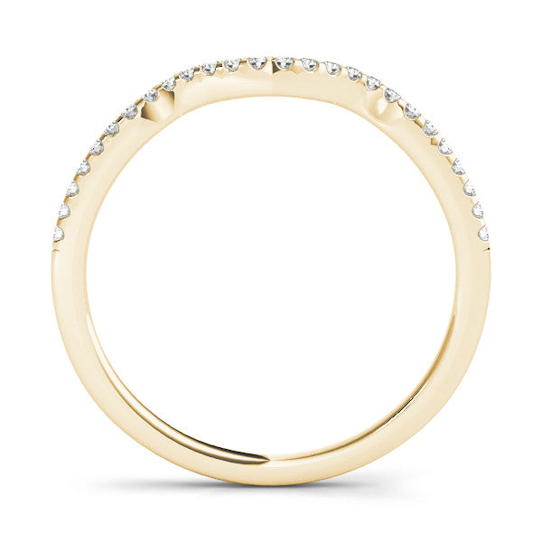 Yellow gold Pavé Round Diamond Curved Band with Micro Prong Setting
