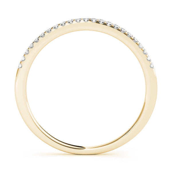 Yellow gold Round Diamond Pavé Set Slim Band with Micro Prong Setting