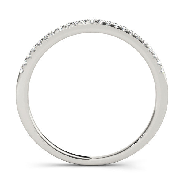 Silver Round Diamond Pavé Set Slim Band with Micro Prong Setting