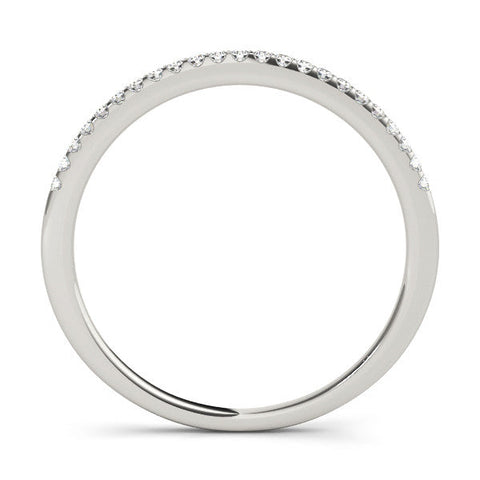 Silver Round Diamond Pavé Set Slim Band with Micro Prong Setting