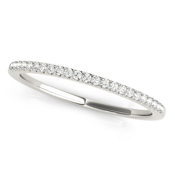 Silver Round Diamond Pavé Set Slim Band with Micro Prong Setting