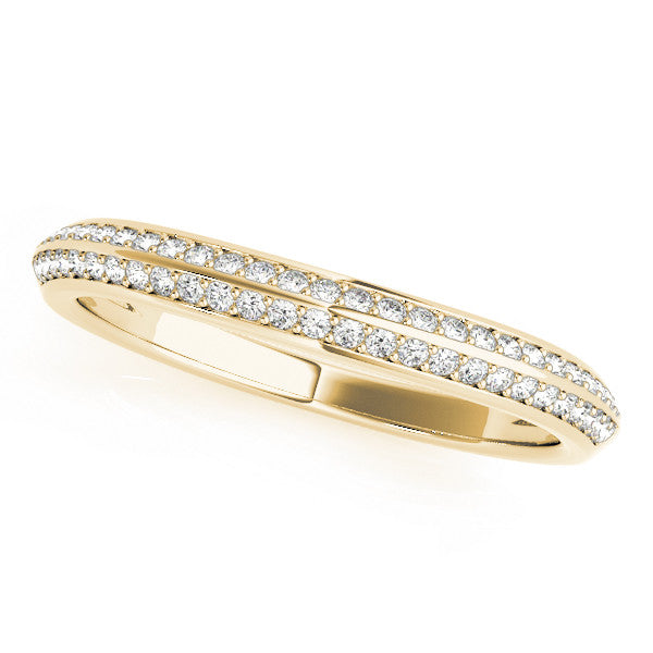 Yellow gold Double Row Round Diamond Pavé Eternity Band
