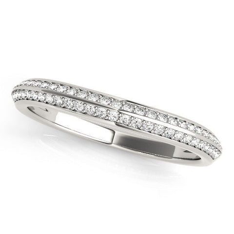 Silver Double Row Round Diamond Pavé Eternity Band
