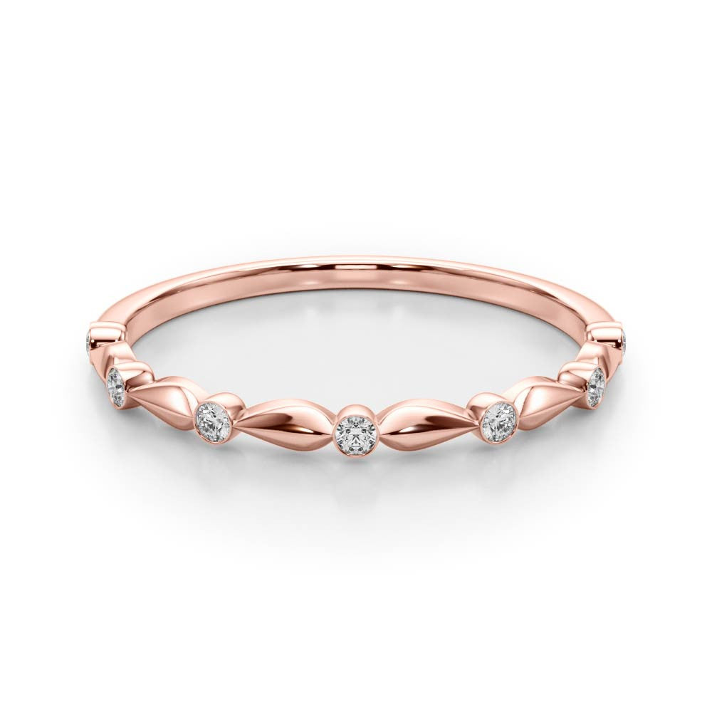 Rose gold Bezel-Set Round Diamond Marquise Eternity Band