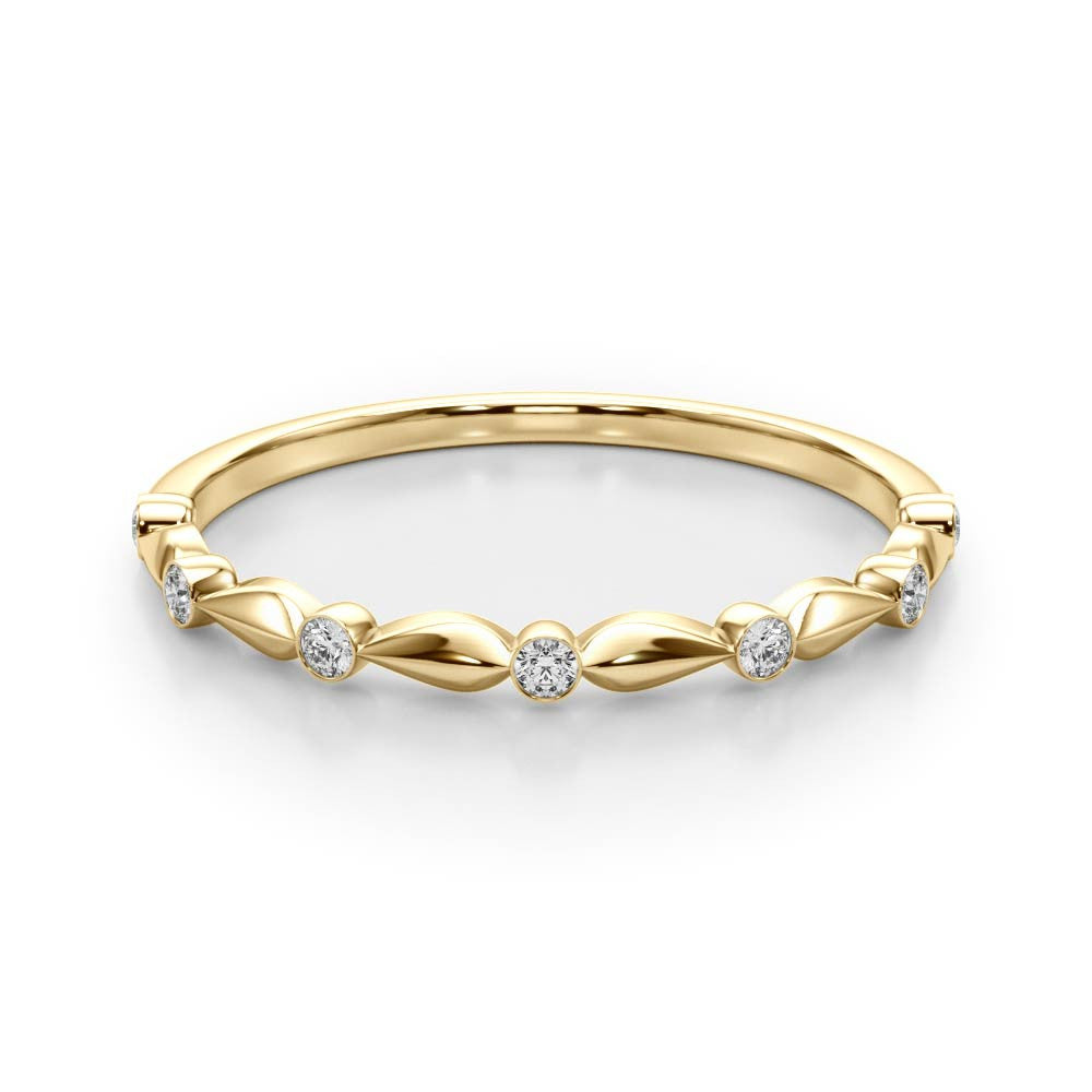 Yellow gold Bezel-Set Round Diamond Marquise Eternity Band