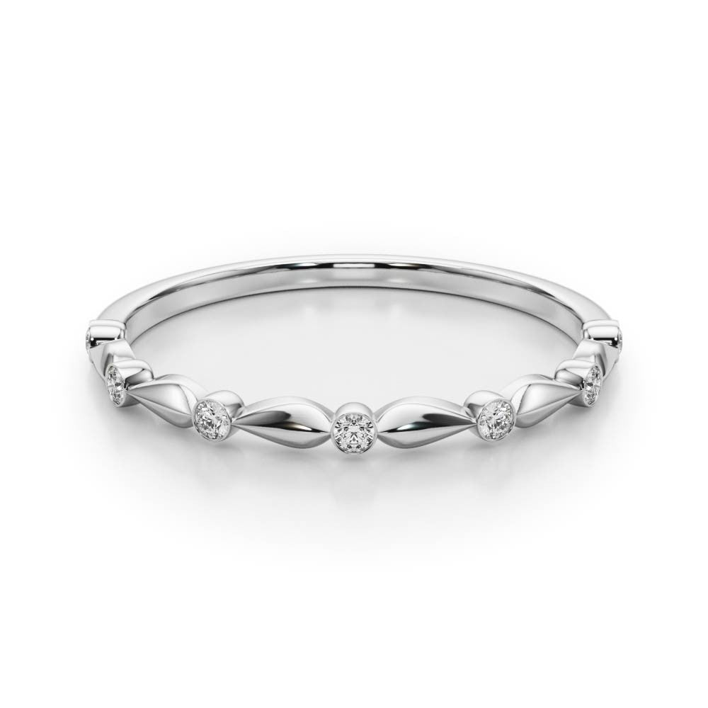 White gold Bezel-Set Round Diamond Marquise Eternity Band