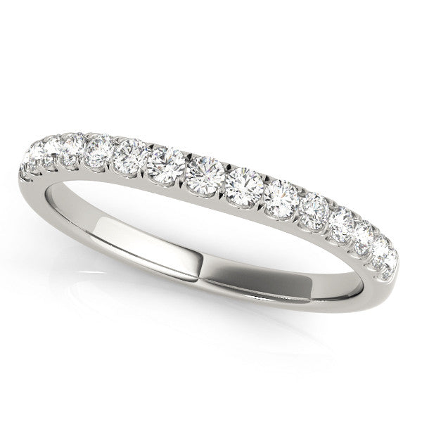 White gold Round Diamond Half Eternity Band with Pavé Setting