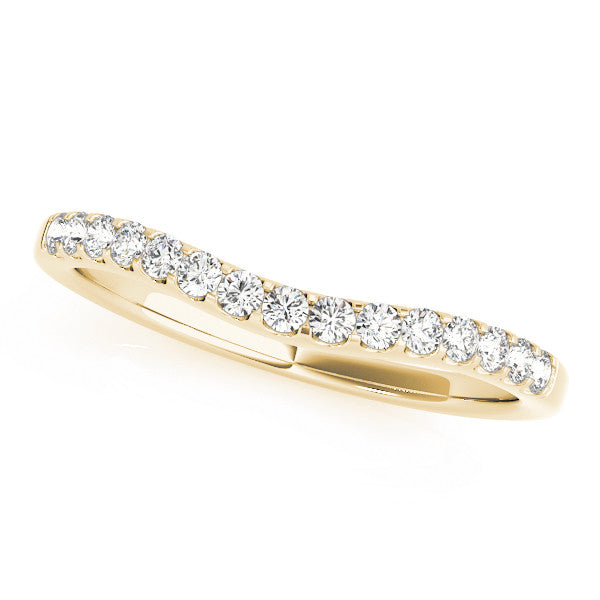 Yellow gold Curved Diamond Half Eternity Band with Round Cut Stones in Pavé Setting