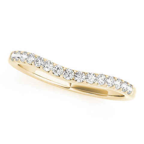 Yellow gold Curved Diamond Half Eternity Band with Round Cut Stones in Pavé Setting
