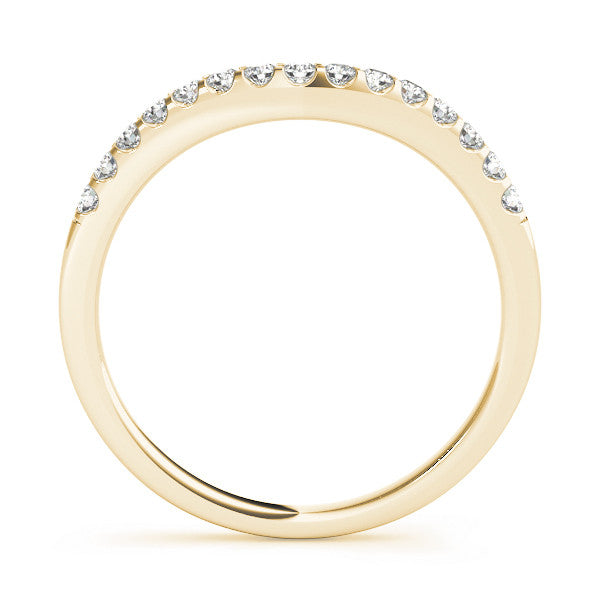 Yellow gold Curved Diamond Half Eternity Band with Round Cut Stones in Pavé Setting