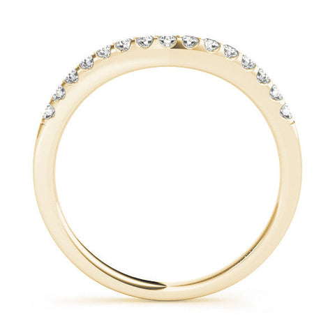 Yellow gold Curved Diamond Half Eternity Band with Round Cut Stones in Pavé Setting