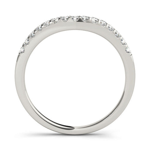White gold Curved Diamond Half Eternity Band with Round Cut Stones in Pavé Setting