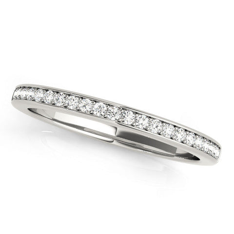 Silver Round Diamond Pavé Set Eternity Band with Channel Setting